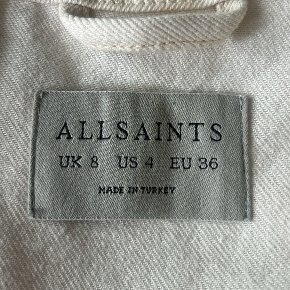 ALLSAINTS Mira Utility Denim Jumpsuit Natural White Size 4 - Picture 8 of 14